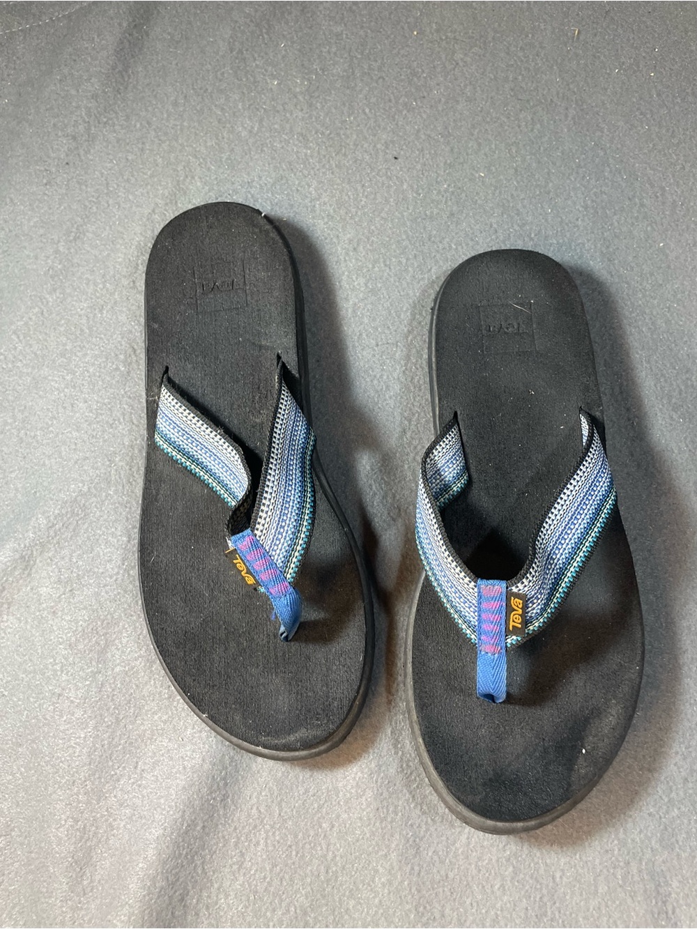 Teva Olowahu Flip Flop Sandals Women Size 9 Blue Geo Pattern Straps 1019040